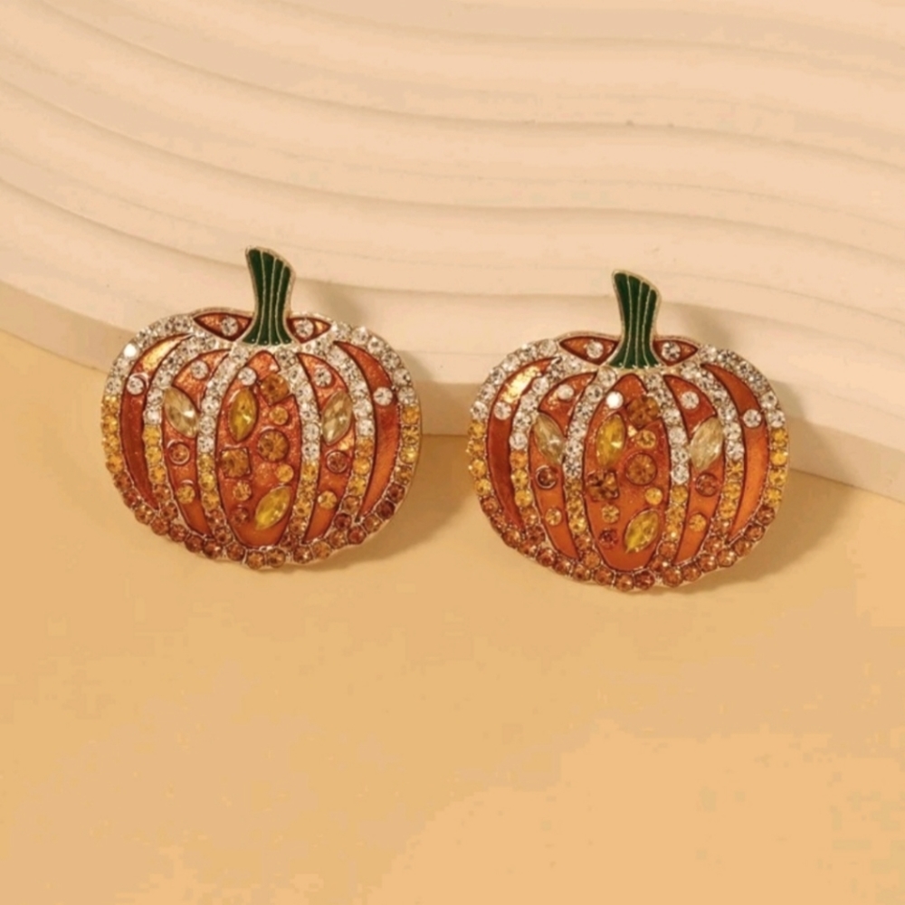 Pumpkin Gem Earrings For Halloween